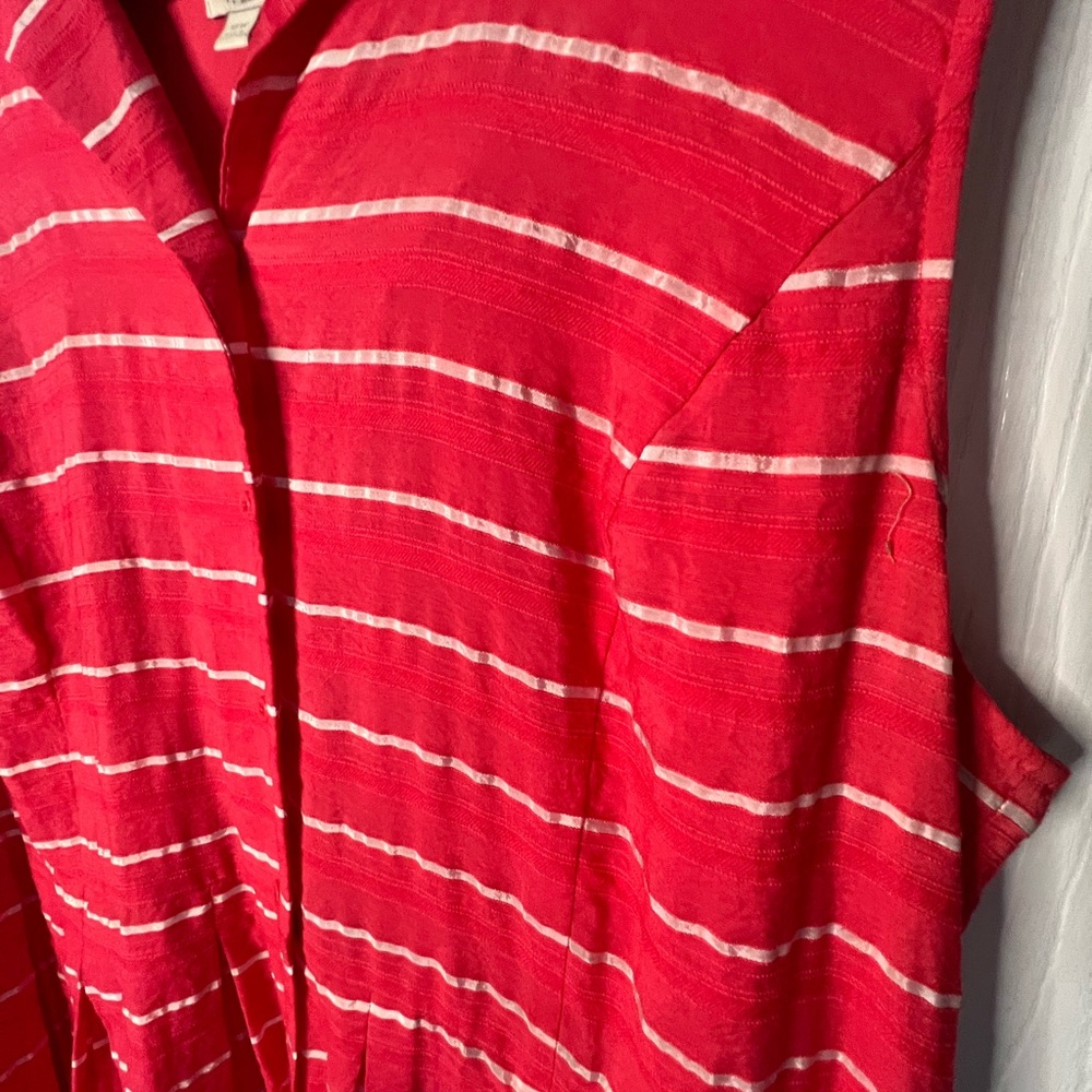 Talbots Coral Striped Button-Front Dress